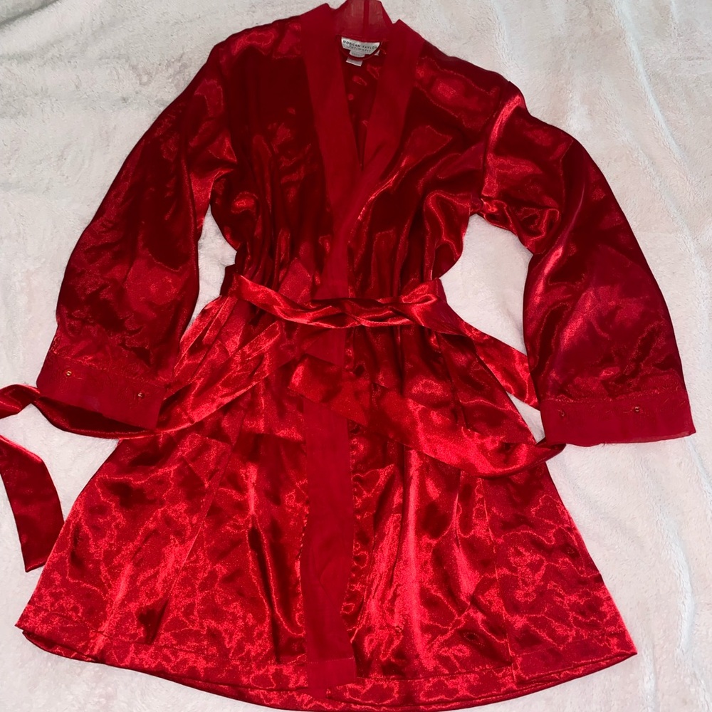 Morgan Taylor Vibrant Red Satin Robe